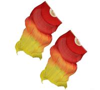 ComfyHarbor Set di 2 ventagli in seta per spettacoli di danza, 180 cm, a doppio strato, per danza del ventre, danza moderna (rosso, arancione, giallo)