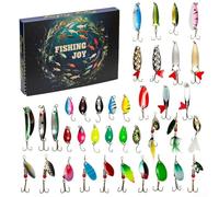 ComfyHarbor Set di esche da pesca con 30 crankbaits unici in scatola del calendario dell'Avvento, esche in acciaio inossidabile per pesca d'acqua dolce o marina, ideali per principianti o pescatori