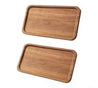 ComfyHarbor Set di piatti rotondi in legno, 2 pezzi, lisci e lucidati | Legno di acacia massiccio, bordo rialzato di sicurezza, forma quadrata 18,3 cm, decorazione rustica per cucina