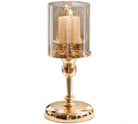 ComfyHarbor Set di portacandele vintage in vetro con elegante base in ferro, candelieri decorativi per una romantica decorazione domestica in soggiorno, tavolo da pranzo, camera da letto, hotel o