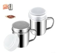 ComfyHarbor Set di shaker da cucina in acciaio inox con coperchio a prova di umidità, progettato per erogare cacao, zucchero, farina e fondi di caffè in modo uniforme e senza fuoriuscite