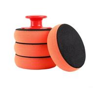 ComfyHarbor Set di spugne per ceretta con manico rosso, con impugnatura ergonomica, cuscinetti in schiuma morbida per lucidare i dettagli dell'auto e la pulizia della casa, kit riutilizzabile con 4 o