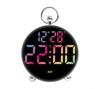 ComfyHarbor Sveglia digitale con controllo vocale con display a LED, data, regolazione della luminosità a 3 livelli, modalità notturna con attivazione bussante, memoria di spegnimento (colore)