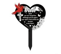 ComfyHarbor Targa commemorativa in metallo a forma di cuore, per papà, impermeabile, per esterni, con iscrizione ispiratrice, decorazione per cimitero in ferro, per funerali in omaggio e esposizione