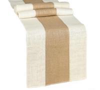 ComfyHarbor Tavolo in iuta naturale per corridore, 30 x 275 cm, lino rustico per matrimoni, feste di compleanno, decorazione reversibile, marrone, bianco, grigio, giallo, a righe (marrone e bianco)