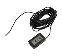 ComfyHarbor Termometro digitale con sonda, per acquario terrario, display LCD, sensore di temperatura da -50 a 110 °C, impermeabile, cavo lungo 1 m-5 m, nero, batteria inclusa (5 metri)