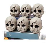 ComfyHarbor Teste di bambola rotte in plastica, confezione da 6 per casa | Facce screpolate realistiche, trame inquietanti, scene horror coinvolgenti, borsa a rete inclusa, facile installazione