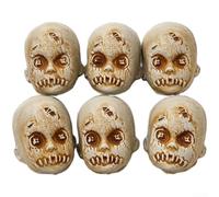 ComfyHarbor Teste di bambola rotte in plastica, confezione da 6 per casa | Facce screpolate realistiche, trame inquietanti, scene horror coinvolgenti, borsa a rete inclusa, facile installazione