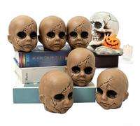 ComfyHarbor Teste di bambola rotte in plastica, confezione da 6 per casa | Facce screpolate realistiche, trame inquietanti, scene horror coinvolgenti, borsa a rete inclusa, facile installazione