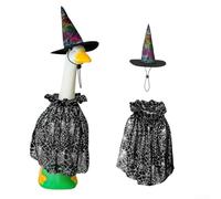 ComfyHarbor Vestito da oca di Halloween con ragnatela nera e design in pizzo per la decorazione del portico, si adatta a statua d'oca da 58 cm, costume da cortile di Halloween in tessuto di poliestere