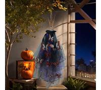 ComfyHarbor Yashmak - Decorazione da appendere a LED a forma di farfalla, per Halloween, in tulle e PVC, per pareti, porte e finestre, 70 cm, colore: nero e spettrale (farfalla rossa)
