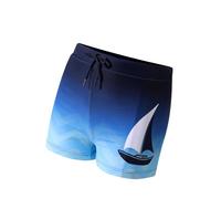 Comfyouth Costume da bagno per bambini, modello ondulato, ad asciugatura rapida, con foderato, elastico in vita per ragazzi, 128-176, Blu scuro, 164