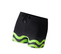 Comfyouth Costume da bagno per bambini, modello ondulato, ad asciugatura rapida, con foderato, elastico in vita per ragazzi, 128-176, Nero , 176