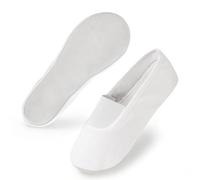 Comfyouth Pattini da ginnastica unisex per ragazze, ragazzi e donne, in tela, per bambini, con suola in pelle bovina, con fodera in cotone, con ampia fascia elastica, bianco, 39 EU