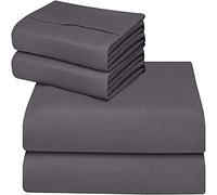 ComfyWell Lenzuolo con angoli extra profondi e super king size, tasca profonda (35 cm) - morbido tessuto in microfibra spazzolata grigio - resistente ai restringimenti e allo sbiadimento (super king (180 x 200 cm), grigio)