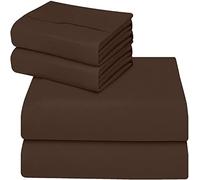 ComfyWell Lenzuolo con angoli per letto king size, con tasca profonda 35 cm, in morbido tessuto di microfibra spazzolata, facile da pulire, resistente al restringimento e allo sbiadimento (king size (150 x 200 cm), marrone)