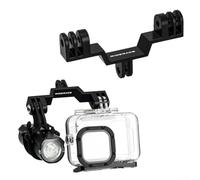 Comgooldool Adattatore a ponte in lega di alluminio CNC per fotocamera a doppio montaggio per GoPro, supporto per staffa luce bicicletta con bulloni e chiave, accessorio da ciclismo nero 95 x 45 mm
