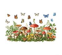 Comgooldool Adesivi riutilizzabili per finestre con fiori selvatici e farfalle, vetro statico su entrambi i lati per la decorazione domestica, 31,5 x 31,5 pollici decalcomanie floreali per porte delle