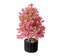 Comgooldool Albero artificiale fiorito in vaso nero, 31 cm, pianta finta con fiori realistici e fogliame verde, decorazione bassa per casa e ufficio, mensola da tavolo (rosa)
