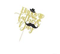 Comgooldool Baffi d'oro Cupcake per papà Party oro baffi Cupcake per | Tema per la festa del papà, design con baffi dorati, decorazione per torte festive, essenziale per feste, umore celebrativo