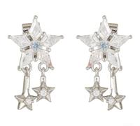 Comgooldool Ciondoli a forma di stella in argento per auricolari aperti, accessori a clip a stella a cinque punte in rame con zirconi, 1,2 x 2 cm, elegante decorazione per cuffie di prima e seconda