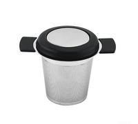 Comgooldool Colino da tè in acciaio inossidabile 304 con coperchio in silicone, infusore per tè a maglia fine per foglie sciolte, copertura di ritenzione del calore, si adatta alla maggior parte delle