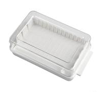 Comgooldool Contenitore per burro in PP con coperchio trasparente, affettatrice porzione da 5 g e cresta interna per freschezza, compatto 16,5 x 9,5 x 5 cm, burriera per frigorifero per uso cucina