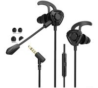 Comgooldool Cuffie in-ear da gioco con cavo, driver dinamico da 10 mm, microfono staccabile, audio a latenza zero per PUBG Mobile PC portatile, vestibilità ergonomica, rosso (A)