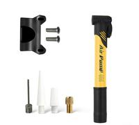 Comgooldool Gonfiatore portatile a spinta per mini bicicletta, 100 psi, telaio in acciaio, staffa di montaggio per valvole Presta e mountain bike (giallo)