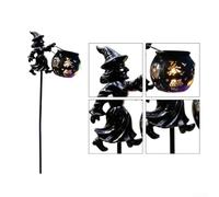 Comgooldool Luce per solare Caldaia Strega per giardino Ferro 16x23cm Luce | Ferro per robusto, ricarica per solare automatica, design caldaia unico, 16x13x23cm, uso l'anno