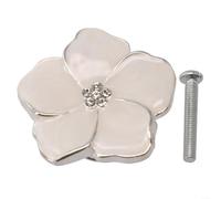 Comgooldool Pomello smaltato a forma di fiore per cassetti, cassettiere, armadi, cucina, guardaroba, in lega di zinco, diametro 45 mm, altezza 24 mm, oro+bianco, argento+bianco, oro+verde (argento +