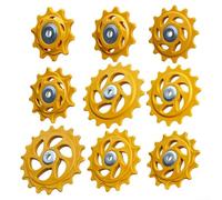 Comgooldool Puleggia per deragliatore posteriore per bicicletta con cuscinetti in acciaio, rullo guida lavorato a CNC per bici pieghevoli da strada e montagna, opzioni 10T-18T, giallo (giallo 12T)