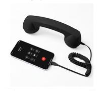 Comgooldool Ricevitore per telefono retrò con connessione cablata di tipo C, ricevitore ergonomico in stile fisso per iPhone e telefoni cellulari, maniglia in ABS di qualità chiara per videoconferenze