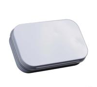 Comgooldool Scatola di latta rettangolare in metallo con coperchio a ribalta per conservare gomme da menta, custodia da viaggio portatile bianca per gioielli auricolari e piccoli oggetti