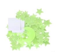 Comgooldool Set di 201 adesivi luminosi in plastica con stelle e luna | 200 stelle più 1 luna, si illumina al buio, materiale plastico, decorazione per la camera dei bambini, idea per feste