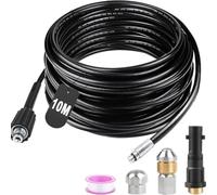 Comgooldool Set di tubi ad alta pressione da 10 m, con ugelli rotanti e a getto, 180 bar, in PVC, per i modelli Karcher K2-K7, con adattatore e nastro sigillante