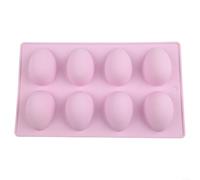 Comgooldool Stampo in silicone per uova di Pasqua a 8 cavità, per dolci, antiaderente, per alimenti, 25,1 x 14,7 x 3 cm, riutilizzabile, flessibile, per cioccolatini, caramelle, saponi (viola)