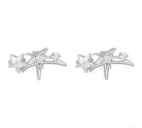 Comgooldool Star Fireworks - Clip per orecchie decorative per cuffie aperte, accessori per orecchini in rame e zircone, ciondolo fai da te da donna, argento, 2,2 x 1,2 cm