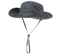 Comhats Cappello da sole UPF 50 con tesa larga, rete estiva, protezione UV, cappello safari, per pesca, escursionismo, cappelli boonie con sottogola, 00702_grigio scuro, Large/X-Large