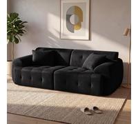 COMHOMA Divano a 2 posti, 180 x 86 x 40 cm divano da pavimento, con schienale, cuscino e braccioli, moderno divano in tessuto per soggiorno, appartamento, ufficio, senza montaggio, nero