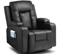 COMHOMA Poltrona Relax Poltrona TV con Funzione Reclinabile, Schienale e Braccioli Spessi, con Funzione Oscillante, Girevole a 360° White