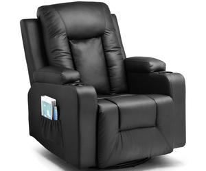 COMHOMA Poltrona Relax Poltrona TV con Funzione Reclinabile, Schienale e Braccioli Spessi, con Funzione Oscillante, Girevole a 360°