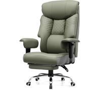 COMHOMA Sedia da gioco per persone grandi e pesanti, sedia da ufficio ergonomica fino a 180 kg, cuscino 3D, regolabile con poggiapiedi, pelle PU, comfort elevato per ufficio e gaming verde