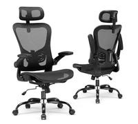 COMHOMA Sedia da ufficio ergonomica, da scrivania con poggiatesta regolabile, braccioli, supporto lombare, sedia da ufficio e da gioco, sedia direzionale in rete, 150 kg (nero)