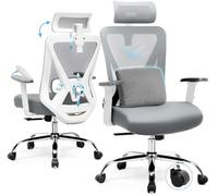 COMHOMA Sedia da ufficio ergonomica [vincitore del test], sedia da scrivania con poggiatesta 3D e supporto lombare 3D, braccioli regolabili, sedia da ufficio con funzione basculante e inclinabile