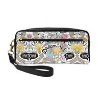 Comic ar - Astuccio per trucco in pelle con stampa a forma di fumetto per cosmetici, riutilizzabile, borsa da bagno, colore nero, taglia unica, Nero , taglia unica