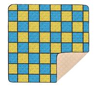 Comic-pop - Tappetino da gioco a quadretti a mezzitoni per bambini, impermeabile, 127 x 127 cm