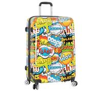 Comic Print Hard Shell Valigia Quattro Ruote Espandibile Bagaglio HLG286, Blu, Large - H:76 x L:50 x W:30 cm, 4.4kg, Bagaglio Hardside con Ruote Spinner