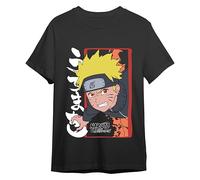 Comic Studio | Naruto Shippuden Maglietta | Licenza Ufficiale | Naruto Uzumaki & Sasuke Uchiha | Unisex | Nero