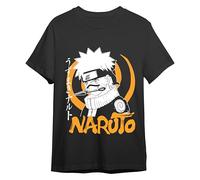 Comic Studio | Naruto Shippuden Maglietta | Licenza Ufficiale | Naruto Uzumaki & Sasuke Uchiha | Unisex | Nero